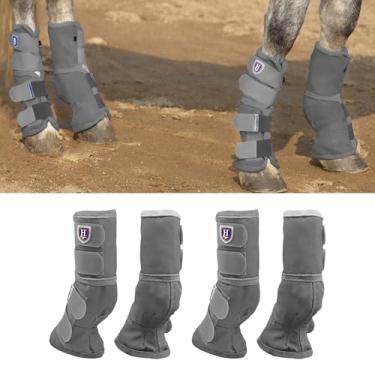 Imagem de Harrison Howard Botas Horse Fly Com Ajuste Perfeito, Caneleiras Em Malha Densa Conforto Ventilado E Proteção Confiável Contra Os Elementos Do Verão, Conjunto De 4 Originais Cinza Gg