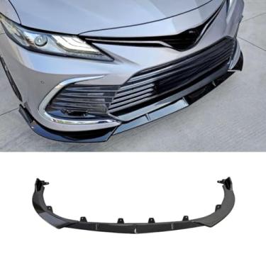 Imagem de Lábio do para-choque dianteiro do carro compatível com Camry 2021-2023 divisor dianteiro difusor spoiler body kit acessórios para carro (preto brilhante)