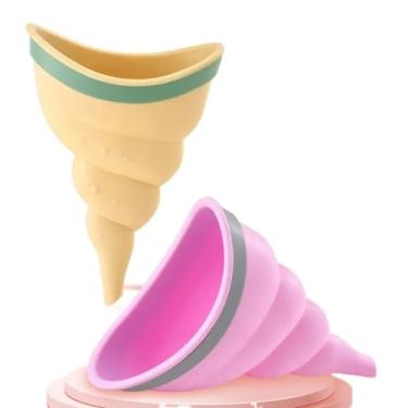 Imagem de Urinol Feminino Portátil, Silicone Lavável, Rosa e Amarelo, com Bolsa para Armazenamento (Rosa, ) BELLA GRACE