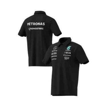 Imagem de Camisa Polo Masculina Preta Mercedes Petronas F1 Team Roupas De Corrid
