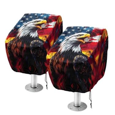 Imagem de Whosucclay Capa de assento dobrável para barco (pacote com 2), capa de cadeira de capitão de barco resistente ao desbotamento do pedestal capa de assento de pontão proteção para cadeira de leme