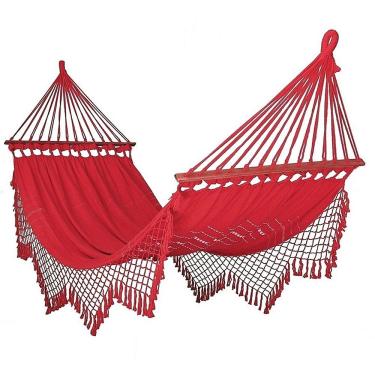 Imagem de Rede Grande De Dormir Americana Com Madeira Várias Cores Cor:Vermelho