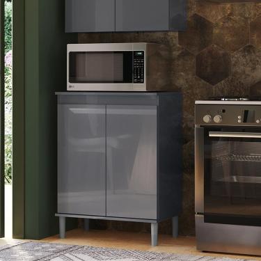 Imagem de Balcão Bancada Microondas Cozinha 2 Portas Cinza Cinza