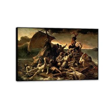 Imagem de Pôster de arte de parede Théodore Géricault The Raft of the Medusa famosa reprodução de pintura a óleo para decoração de casa 45 x 30 cm (18 x 12 pol) moldura preta