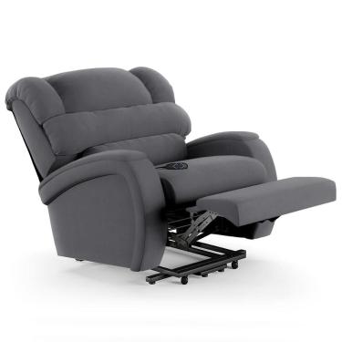 Imagem de Poltrona Do Papai Reclinável Kalie Elevação Lift Elétrico Fh9 Veludo Cinza - Mpozenato