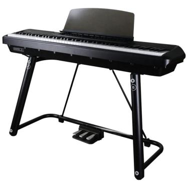 Imagem de P200 Pearl River Piano Digital Preto com suporte U e pedal Triplo | Teclacenter - Preto