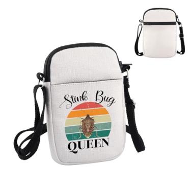 Imagem de PWHAOO Bolsa tiracolo para amantes de percevejos, rainha do percevejo, bolsa tiracolo para entomologistas, bolsa de viagem, presente para colecionar insetos, Stink Bug Queen, P