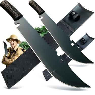 Imagem de Facao Jaguara Tatico Militar Aco Inoxidavel Serrilhado Full Tang Bainha Cordame Preto Sobrevivencia Camping Mato