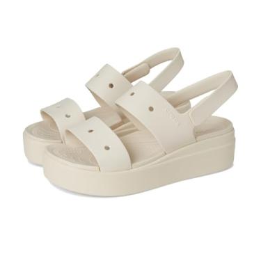 Imagem de Crocs Sandália feminina Brooklyn 4u Low Wedges, Estuque, 39