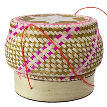 Imagem de Cesta de arroz pegajosa tradicional de bambu – Kratip tailandês/laos feita à mão | Mantém o arroz pegajoso quente | Recipiente perfeito para uma porção