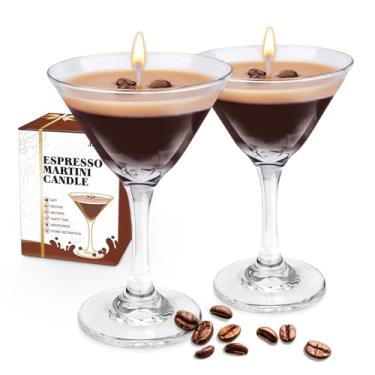 Imagem de Pacote com 2 velas de espresso Martini para mulheres e homens, presentes exclusivos com perfume de café para amantes de café expresso, vela de cera de soja para casa, quarto, cafeteria para Natal