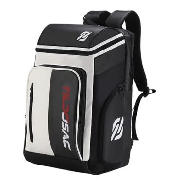 Imagem de simhoa Mochila de tênis para armazenamento de raquetes, mochila para mulheres e homens, impermeável multiuso com compartimento para sapatos, bolsa de, Preto Branco