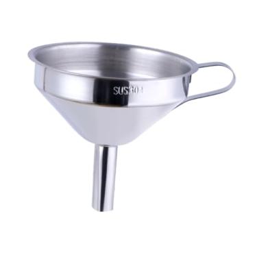 Imagem de WeiLaiKeQi Funil de óleo de cozinha, ferramenta de cozinha para transferência de líquidos, fácil de despejar com filtro removível para garrafas de conservas em, Prata