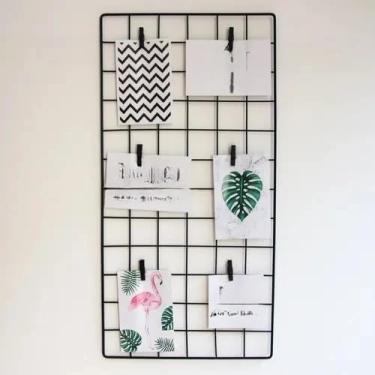 Imagem de Memory board Painel de Fotos Tela Aramada, 6 grampinhos(Preto,30x60)