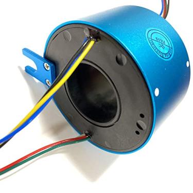 Imagem de Taidacent 6 fios 10A anel deslizante através do furo metal condutor anéis deslizantes rotativos anel de escova elétrica conector elétrico giratório diâmetro interno 40mm diâmetro externo 60mm