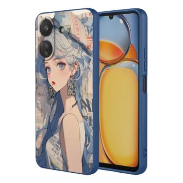 Imagem de WLNYQF Capa para Xiaomi Redmi Note 13C/Poco C65 4G - Capa protetora de gel macio TPU com estampa feminina de silicone líquido com proteção para câmera, capa à prova de choque e forro de microfibra