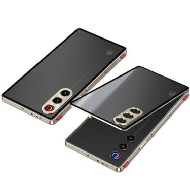 Imagem de QUIETIP Capa compatível com Red Magic 10 Air com protetor de tela, moldura de metal + capa traseira de superfície fosca de PC, dourada