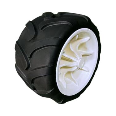 Imagem de Gralara Roda de PU para carrinho, peças de reposição para serviços pesados, roda sólida portátil para carrinho de praia, vagão de praia dobrável, Branco Preto