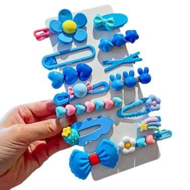Imagem de kit Presilhas 14 unidades grampo TIC TAC De Cabelo Infantil menina feminino kit de Acessórios divertidos e alegres, presente para meninas (KIT AZUL)