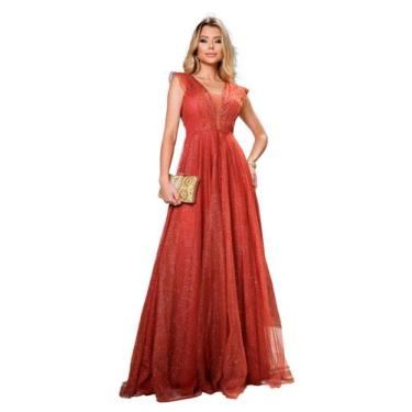 Imagem de Vestido De Festa Brilhante Casamento Madrinhas Mãe Noiva - Glamoor Fes