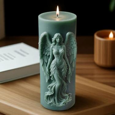 Imagem de Moldes cilíndricos de presépio Angel Ondulado em espiral de silicone - Moldes de fundição de resina de silicone para velas, resina e sabonete, suprimentos de artesanato