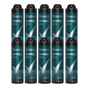 Imagem de Kit 10 Desodorante Rexona Men Impacto Aerosol Antitranspirante 48h com 150ml