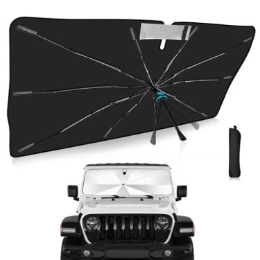 Imagem de Guarda-sol para para-brisa atualizado 2025, ajuste personalizado para Jeep Wrangler JL 2018-2025, capa de carro com proteção UV dobrável, escudo de chuva de emergência e protetor de painel - Acessório