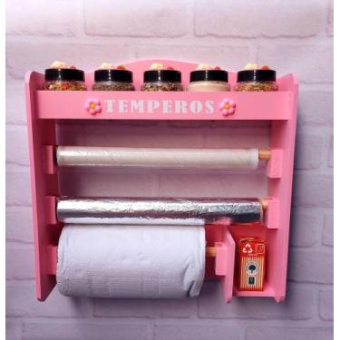 Imagem de Porta temperos porta condimentos com 5 potes decorados com biscuit - A