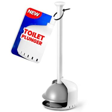 Imagem de FORASTO Desentupidor de vaso sanitário com suporte, êmbolo para banheiro com suporte, êmbolo resistente com tampa, decoração de banheiro, acessórios de banheiro, limpadores de vaso sanitário, branco