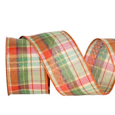 Imagem de YAMA Fita com fio de serapilheira de outono 6 cm x 10 metros, fita xadrez de búfalo laranja fita guingão com fio para guirlandas de outono, decoração de festa de Dia das Bruxas (G)