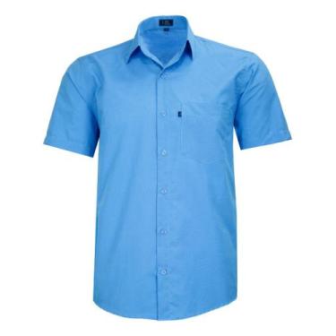 Imagem de Camisa Social Masculina Manga Curta Lbl Com Bolso Passa Fácil 3034, Az