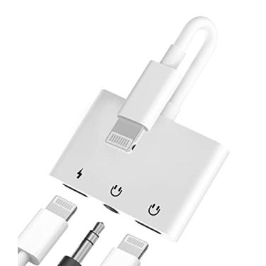 Imagem de Lightning para dongle de fone de ouvido de 3,5 mm Adaptador auxiliar para iPhone (3 em 1) carregador divisor de cabo de áudio para Apple MFI certificado 13 12 11 Pro Max 7 8 Plus X XR conversor de