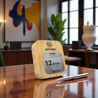 Imagem de Troféu Placa madeira com placa de metal - Gravação a Laser - 4 Dimensi