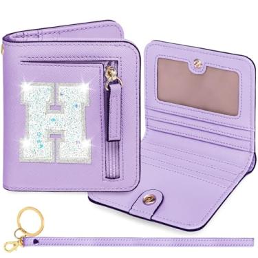 Imagem de YQE Carteira com inicial RFID para meninas pequenas, presentes na moda, aniversário, Natal, meia ideia de presente para adolescentes, filha, neta, sobrinha, 6, 7, 8, 9, 10, 11, 12, 13 anos, Roxa, H