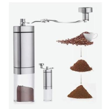 Imagem de Moedor De Café Manual Inox Com Manivela Giratória Moer Grão - Unyhome