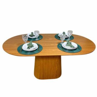 Imagem de Mesa de Jantar Cone Retangular Arredondada 160x90cm Madeira Freijó - M