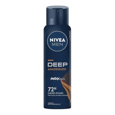 Imagem de NIVEA MEN Desodorante Antitranspirante Aerossol Deep Amadeirado 150ml - Proteção prolongada de 48h, fórmula com carvão ativado, combate impurezas, antibacteriano, perfume prolongado