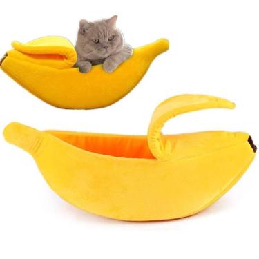 Imagem de Cama Pet Casinha Cachorro Gato Iglu Caminha Dormir Pequena Banana Pelucia Almofada Portatil Caes Toca Viagem Passeio