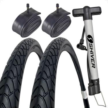 Imagem de PAR Pneu Bicicleta Shiver Praieiro Beach Passeio Aro 26 X 1.95 Balão Urbano PAR Camara bomba de ar