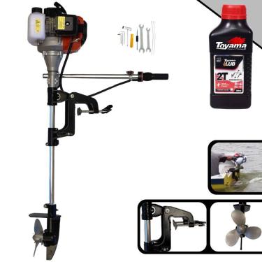 Imagem de Motor de Popa À Gasolina Import Way IWMPG2T52 2T 52cc 2,5HP 7.500rpm Profissional Completa Ideal Para Barcos e Lanchas de Porte Pequeno + ÓLEO TOYAMA