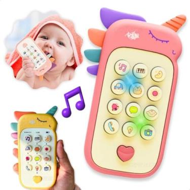 Imagem de Telefone Celular de Brinquedo Infantil Interativo Educativo Lúdico Com Luz Piscante Sons Divertidos Bebês 12 Meses 1 Ano Presente Natal Aniversário Dia das Crianças (Unicórnio Rosa)