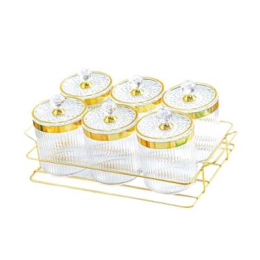 Imagem de Llazsybz Conjunto de Tampas para Potes de Frutas Secas, Solução para Armazenamento de Alimentos, Bandeja Incluída para Cozinha E Casa, Transparente 6 Grades, Tamanho real