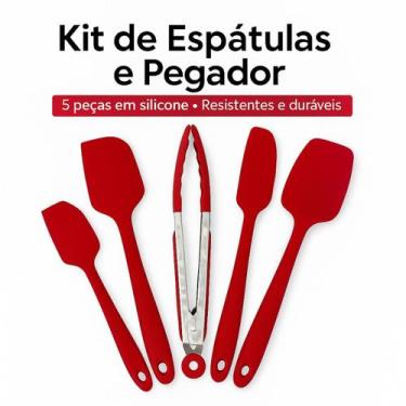 Imagem de Conjunto De Espátulas E Pegador De Massa Macarrão Em Silicone 5 Peças 