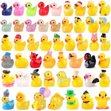 Imagem de 50 peças de mini animais de resina, estilos variados, lindos patos minúsculos, bonecos de pato em miniatura para esconder, brinquedos de animais pequenos a granel para mesa, jardim, casa de bonecas