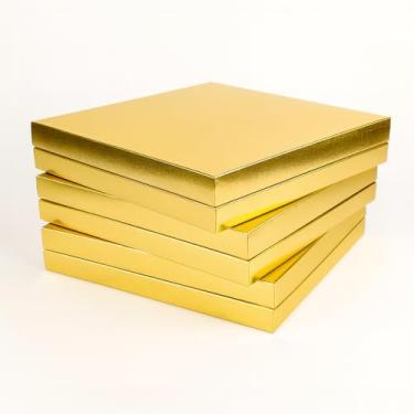 Imagem de Caixa de chocolate luxuosa com divisória de 10 x 10 cm, caixas de presente de papelão rígido colorido, embalagem vazia com 16 compartimentos para chocolates artesanais, exibição de lembrancinhas de