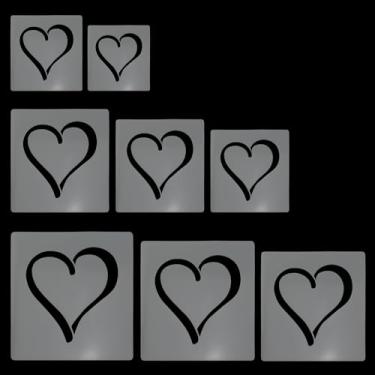 Imagem de yyangz 8 peças de modelos de desenho de amor, reutilizáveis, estilos de coração para artesanato, decoração de casa, agendas, álbuns, tecido de madeira, pintura de parede de vidro