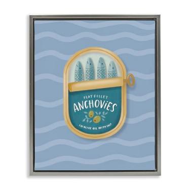 Imagem de Stupell Industries Anchovas enlatadas em ondas, tela flutuante, cinza, design de arte de parede por Sandra Picco, 53 x 43 cm