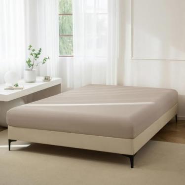 Imagem de JIYUAN 1 lençol com elástico 100% algodão lavado, lençol de baixo com bolso profundo para colchão de até 43 cm, confortável e respirável para todas as estações, tamanho Queen, cinza-acinzentado