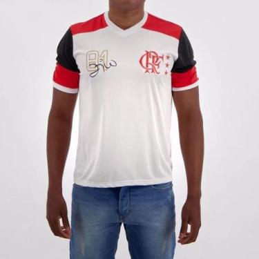 Imagem de Camiseta Flamengo Retrô Zico Masculina - Branco - Braziline, GG