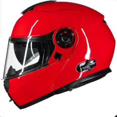 Imagem de ILM Capacete modular de motocicleta Bluetooth 2-3 Riders Intercom Flip Up Capacete de rosto inteiro com viseira dupla DOT modelo 159BT (vermelho, 2GG)